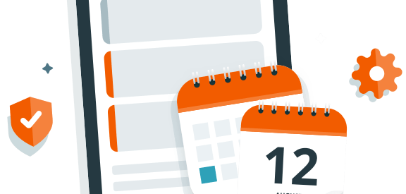Schematische Darstellung eines Mobiltelefons mit Kalender-Icons und dem Vertragsmanager