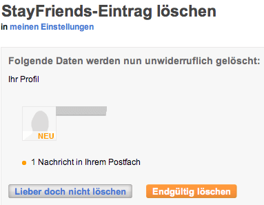 Löschen stayfriends profil Computer