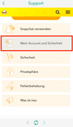Snapchat Account löschen App Schritt 2