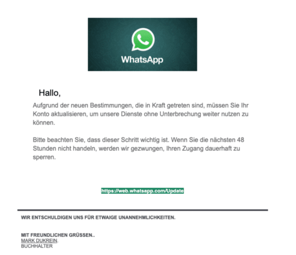 WhatsApp E Mails Phishing Betrug