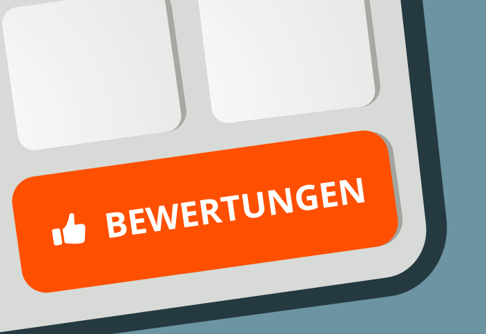 Schematische Darstellung einer Tastatur mit dem Aufdruck Bewertungen